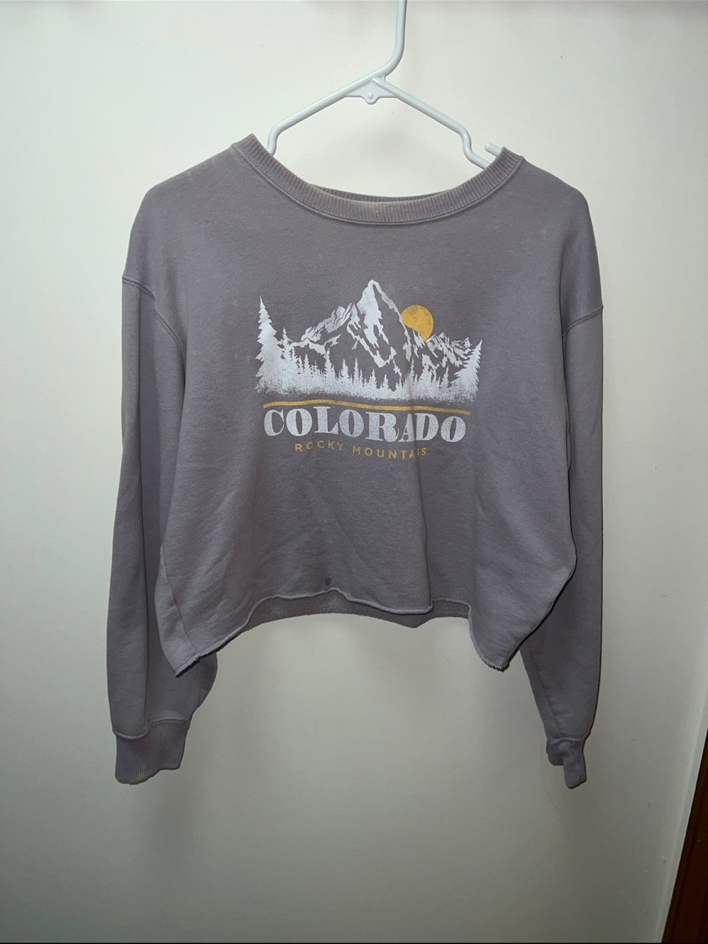 Hollister Colorado Rocky Mountains Cropped purple Sweatshirt Size M